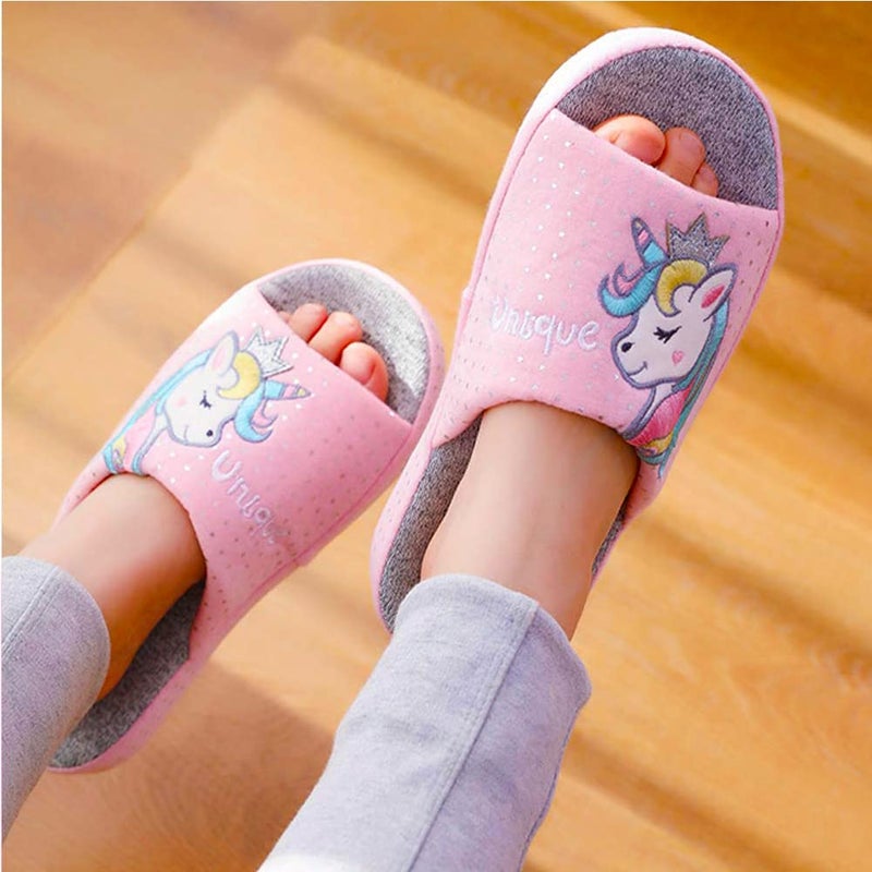 Anddyam Kids Family Unicorn Slippers Household Anti-Slip Indoor Home Slippers for Girls and Boysâ€¦ (Pink, numeric_9) - Image 3